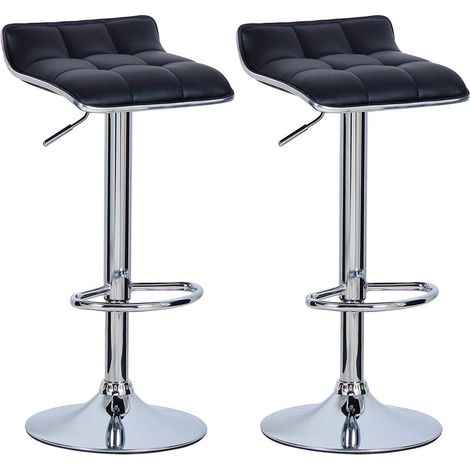 WOLTU 2X Barhocker 2er Set Barstuhl Tresenhocker, aus hochwertigem Kunstleder, verchromter Stahl, Antirutschgummi,gut gepolsterte Sitzfläche, Schwarz (1/5)