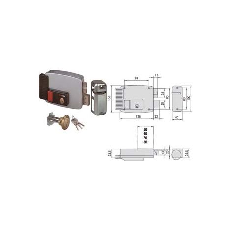 ELETTROSERRATURA PER PORTE LEGNO CON PULSANTE INTERNO 2 MANDATE 11670  mm.80 SX (11670802)    CISA