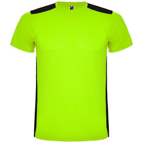 Camiseta deportiva de manga corta combinada en espalda y hombros DETROIT ROLY 4 Lima Punch/Negro
