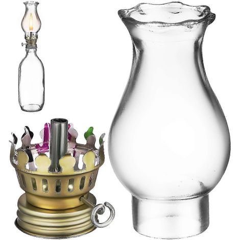 1 ensemble de base d'abat-jour pour lampe à pétrole, brûleur pour lampe à pétrole, abat-jour pour lanterne à pétrole, abat-jour en verre de rechange (1/4)