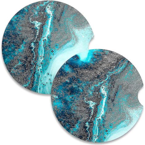 Dessous de verre pour porte-gobelets de voiture, lot de 2, en céramique absorbante, accessoires de voiture mignons pour femmes et hommes, taille universelle 6,5 cm (2,56 pouces). (1/5)