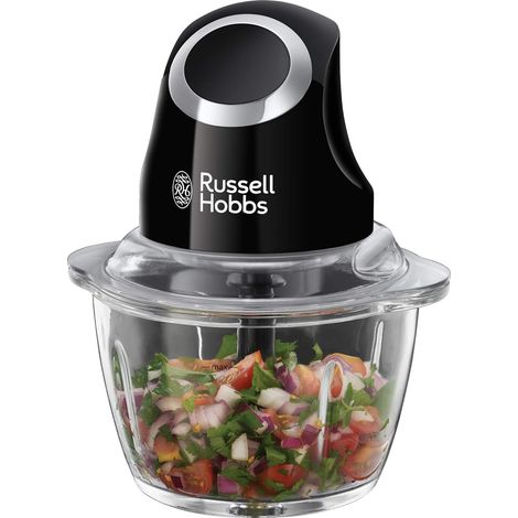 Mini Hachoir Electrique [Facile à Utiliser] Noir mat (500ml,Fonction 1 bouton, Blender universel Légumes fruits & viandes, Bol en verre 1 L, 200W, Lames Acier Inox Amovibles) 24662-56 (1/5)