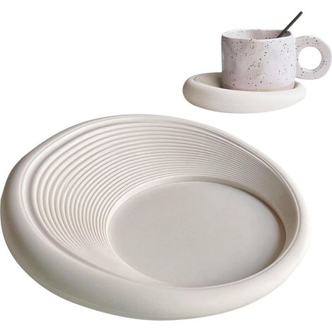 Set di 4 sottobicchieri in silicone - Riutilizzabili, antiscivolo, rotondi, ideali per la scrivania, il caffè e l'esterno - Bianco sporco (1/5)