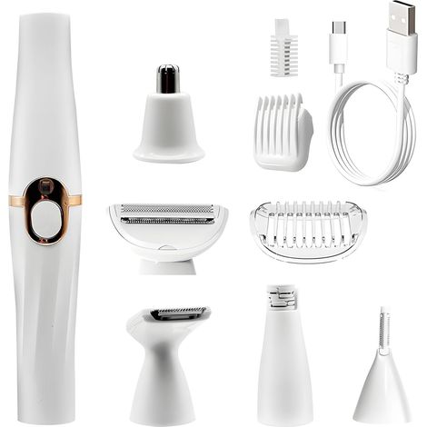 Sécateur à cheveux rechargeable 5 cadres détachables pour le corps, le visage, le maillot de bain, retrait simple, outil rapide et doux, expunger de cheveux intégré (1/5)