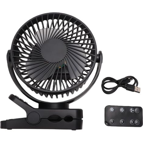 USB Rechargeable Portable Cooling Fan, 12000 mAh, 360 Degree Rotation, 3 Silent Speeds, 3 LED Colors, Timer, Remote Control for Cami (BLACK) (1/5)