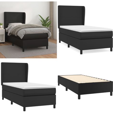 Boxspringbett mit Matratze Schwarz 100x200 cm Kunstleder - Boxspringbett - Doppelbett - Bettenrahmen - Kunstlederbett - Schwarzes Bett - Home & Living (1/5)