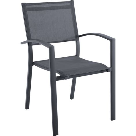 GARDENIA Sedia hannover, in alluminio e textilene, colore grigio, 59x56xh.88 cm