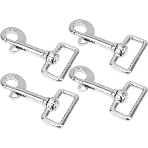 Lot de 4 mousquetons à anneau carré en acier inoxydable pour laisse de chien, compatibles avec portefeuille et sac à dos (L105 mm / 180 kg). (1/5)