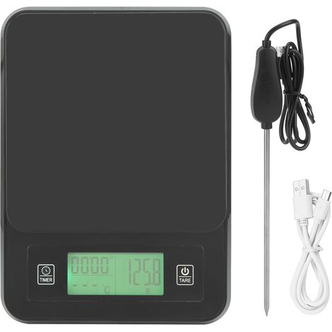 Tragbare elektronische Küchenwaage 3 kg/0,1 g mit Lebensmitteltemperaturfühler