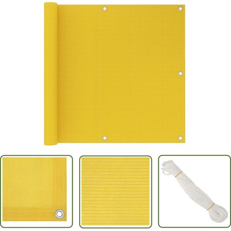 The Living Store Écran de balcon Jaune 90x300 cm PEHD - Écran De Balcon - Protection Solaire - Vie Extérieure - Intimité Balcon - Parasol Alternatif (1/5)