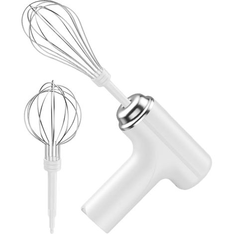 Elektrischer Mixer mit 3 Geschwindigkeiten und Schneebesen, elektrischer Handmixer, Handmixer, Eierschläger, traditioneller Rührbesen, kabellos elektrisch, Backhilfe, Küchenwerkzeug (weiß)
