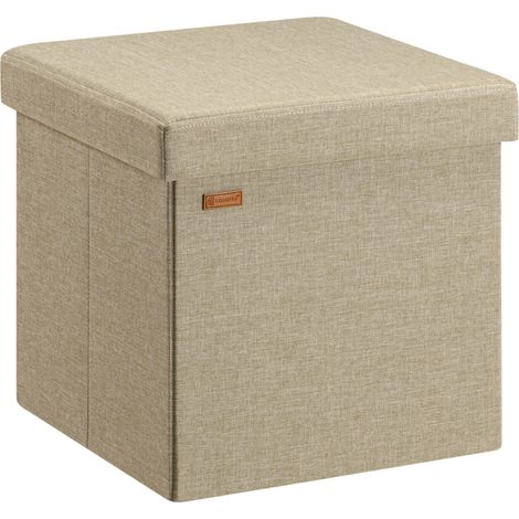 CASARIA® Tabouret cube avec espace de rangement Pouf 38 x 38 x 38 cm Coffre de rangement Repose-pied siège M - beige (1/5)