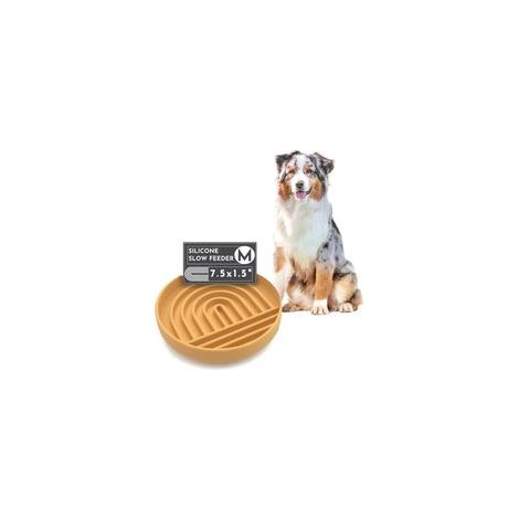 Anti-Fressnapf aus Silikon, ideal für langsam fressende Hunde und Welpen. Das moderne Design mit einer ableckbaren Unterlage reduziert das Risiko des Verschluckens. 19 cm breit x 4 cm hoch. – Crezuo