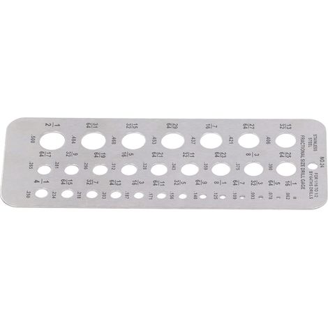 Jauge de perçage fractionnaire 1/16‑1/2 po, index de diamètre de fil de boulon en acier inoxydable pour des mesures précises (1/5)