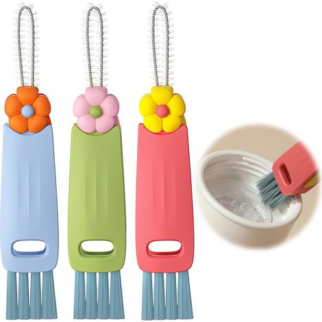 Ensemble de 3 brosses de Nettoyage 3 en 1 pour Tasses et couvercles Brosse de Nettoyage Brosse de Nettoyage pour Joints de (1/5)