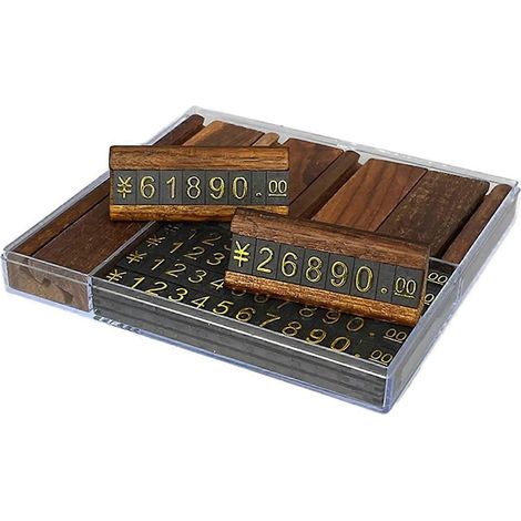 10 jeux/boîte Mini cube en bois pour étiquettes de prix numérotées, porte-étiquettes de prix ajustables pour bijoux, support de carte B (1/4)