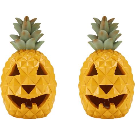 2 Lanternes Ananas - Décoration d'Halloween Lanterne Ananas Lumière Jaune Lanterne Ananas en Résine avec Lumière Intérieure (1/5)