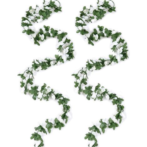 2 Pièces Guirlande Fleurs Artificielles, 2.5m avec 45 Blanc Rose (1/5)