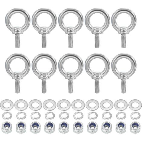 10 Pièces M4 x 11mm Boulon À Œil Avec Écrou Boulon À Œil Argent (1/5)