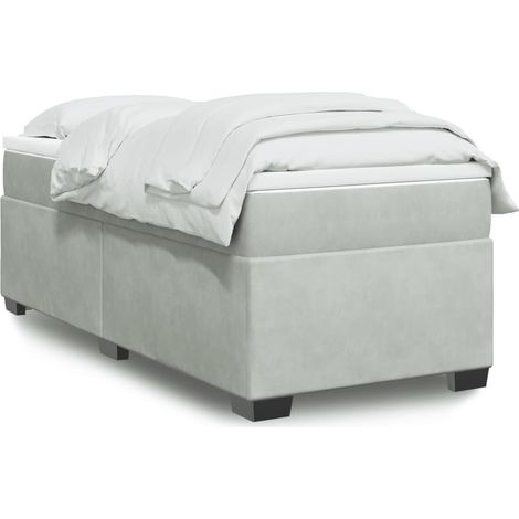 Boxspringbett mit Matratze Hellgrau 100x200 cm Samt