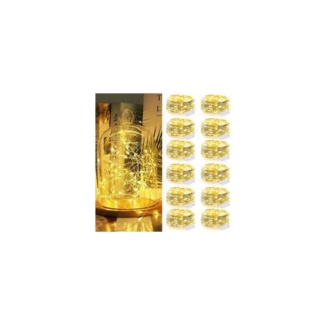 12-teilige batteriebetriebene Lichterkette, 2 Meter, 20 LEDs, wasserdicht, warmweiß, für Hochzeiten, Partys, Weihnachten, Schlafzimmer und Gärten (1/5)