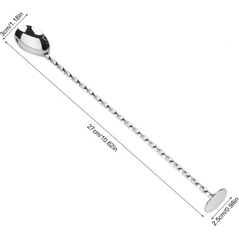 Cuillère à cocktail en acier inoxydable 1 pièce, outil de mélange et de superposition de boissons et de café avec long manche (7) (1/5)