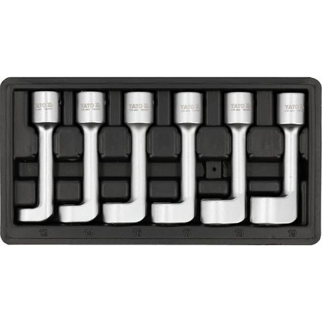 Einspritzleitungs-Schlüssel Satz 6-teilig 1/2 Zoll Stecknuss Set 12–19 mm für Diesel Kraftstoffleitungen Injektorleitung Werkzeug CrV Stahl Yato (1/5)