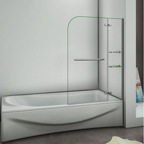 100X140cm Badewannenaufsatz Faltwand Duschabtrennung Duschwand für Badewanne 5mm Sicherheitsglas (1/5)
