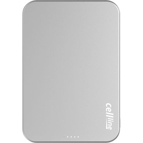 Mini Powerbank Cellline MagSafe 5000 mAh Qi2 15 W CL-MBP-02 gris / titane Mini Powerbank magnétique sans fil (1/5)