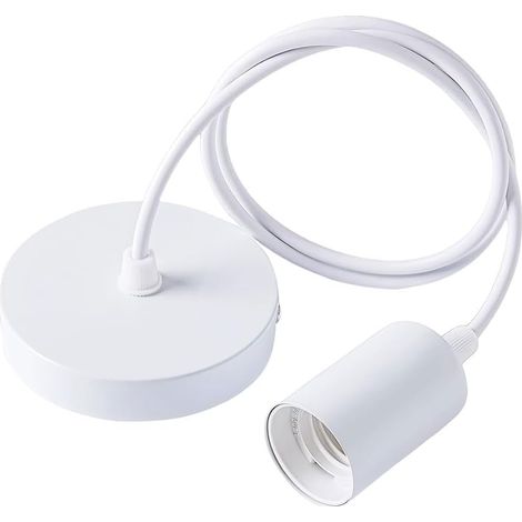 E27 Metal Pendant Light, White Adjustable Cable 100CM, E27 Door Lamp Suspension ES Pendant Hanging Accessories for Ceiling Light, Pendant Light, Living Room (1/5)