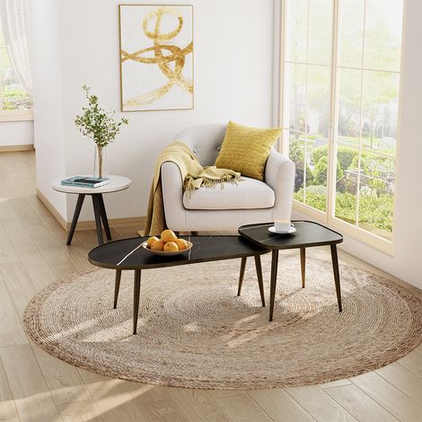 Couchtisch-Set Manitoba, Schwarz, 105 x 64,5 cm 2 Teile, Vicco