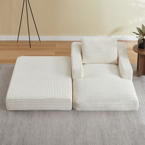 Canape convertible 1 place lounge mousse blanc OKMYHOME (1/5)