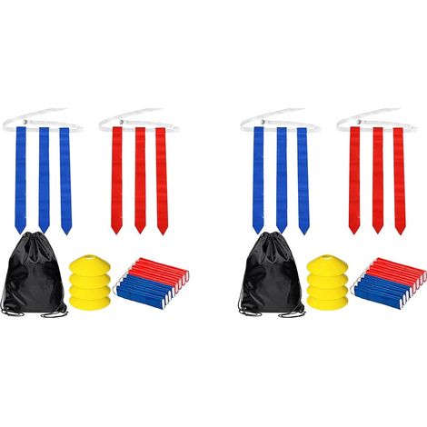 Flag Football Set-28Pcs Ceintures avec 84 Drapeaux (42 Drapeaux Rouges et 42 Drapeaux Bleus), 8 CôNes Adultes Jeunes Drapeau Football Ceintures (1/5)