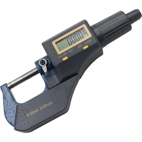 Micromètre Numérique - 0-25 mm - Résolution 0,001 mm - Affichage LCD - Mode Métrique et Pouces - Mesure Absolue et Incrémentale - Gris (1/5)