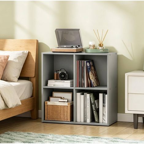 Meuble de rangement cube gris 4 cases en bois d'ingénierie HAVRYA (1/5)
