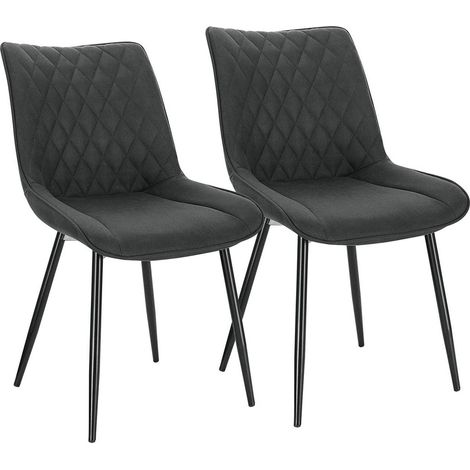 WOLTU 2X Sillas de Comedor Dining Chairs Nordicas Estilo Vintage Juego de 2 Sillas de Cocina Sillas Tapizadas en Tela Silla Estructura de Metal Sillas Salon Antracita (1/4)
