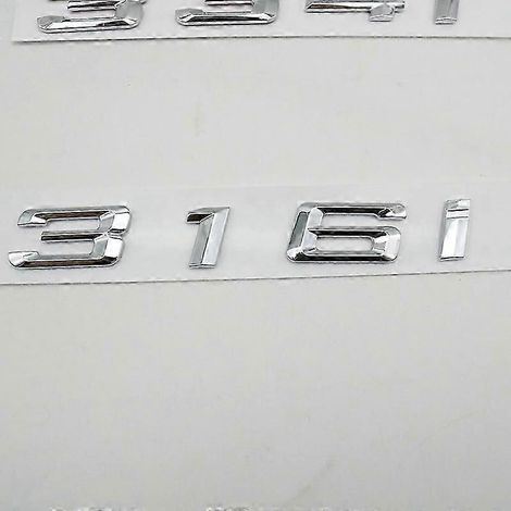 Autocollants logo chromés pour coffre arrière de BMW Série 3 E30 E36 E46 E90 F30 (318i, 323i, 320i, 325i, 328i, 316i, 330i) - Couleur : 316i (1/4)