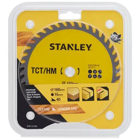 Lama per sega circolare STANLEY per tagli trasversali Ø 160 x 16 mm, 40 denti