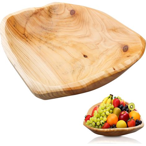 Bol À Fruits En Bois Naturel Fait À La Main : Saladier En Bois Créatif Irrégulier, Pour Fruits, Salades, Bonbons Et Collations, 25-29 Cm (1/5)
