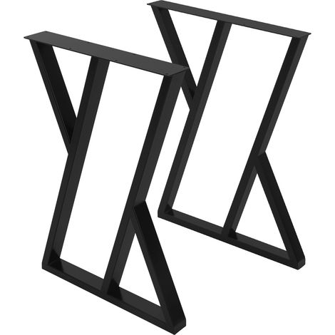 ML-Design 2 Stück Tischbeine 50xH71cm, Tischkufen X-Form, aus Stahl pulverbeschichtet, Schwarz, Industriedesign, Kufengestell für Esstisch/Schreibtisch, Tischgestell, Metall Möbelfüße für DIY-Projekte