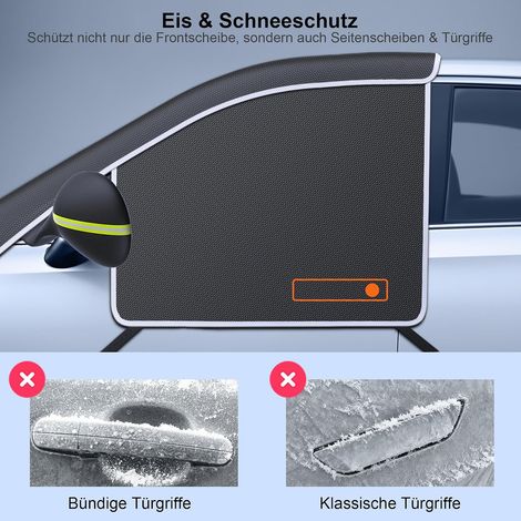 Funda de invierno para parabrisas, versión 2025, impermeable y resistente a la nieve, tejido 600D para coches, cubre las ventanillas laterales y las manijas de las puertas, tiras reflectantes de 360°, (1/4)