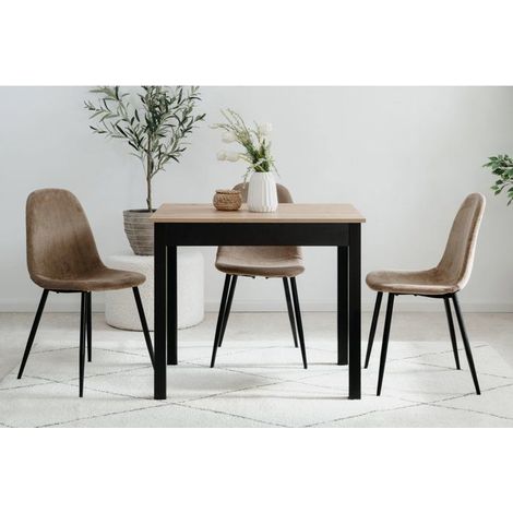 Tavolo da Pranzo CAPRI - Rovere Artigianale & Nero - Quadrato - 4 persone - 90 x 67 x 76 cm