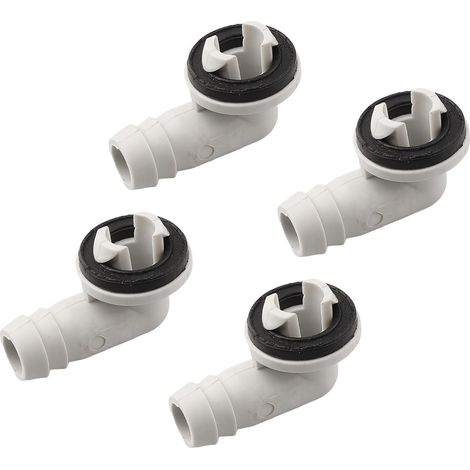 Lot de 4 raccords de tuyau de vidange avec joint torique en caoutchouc pour anneau, raccord coudé en plastique pour une connexion sécurisée du tuyau de drainage AC et une résistance contre les (1/5)