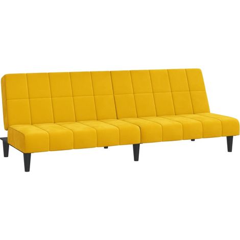 Divano Letto a 2 Posti Giallo in Velluto vidaXL 612789 (1/5)