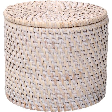 Scatola rattan algarve bianco tondo cmø15h13