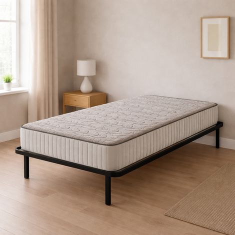Matelas + Sommier 90x200 x 22 cm - Très Ferme - Face Hiver Laine - Ame Poli Lattex Haute Densité (1/4)