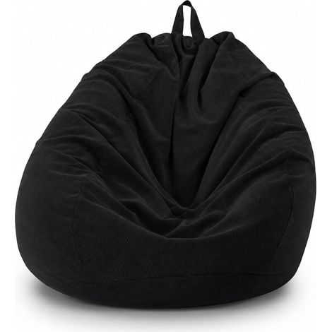 Pouf Salon pour Adulte 100 x 120 cm(sans Remplissage)- Velours Côtelé Housse de Pouf pour Intérieur et Extérieur, Noir Kids Bean Bag Cover pour Salon (1/5)
