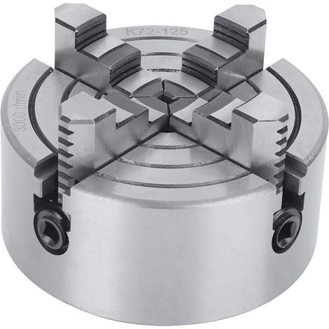 Mandrin de tour indépendant 4 mors, puissant serrage, outil de maintien de pièce 125mm, 3000 tr/min, fixation robuste pour travail du métal. (1/5)