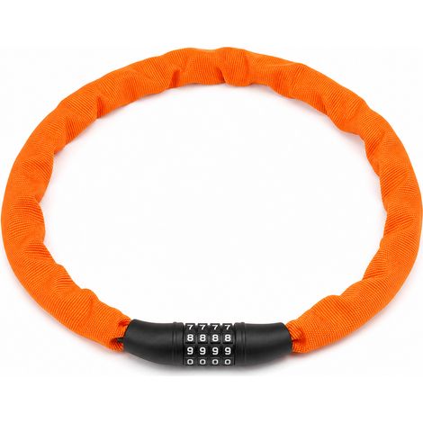 Antifurto a catena con codice impermeabile per bicicletta arancione 65 cm (1/5)