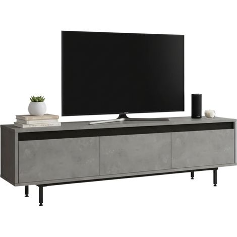 TV-Schrank Titli, ein Regal, 3 Fächer, 3 Türen, 160x36x45h cm Silber